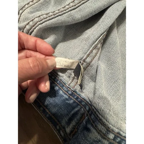 Abercrombie & Fitch Denim Jacket Women Large Blue Button Distressed Y2k 90s - Picture 10 of 11